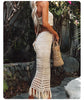 Women crochet halter top long skirt set