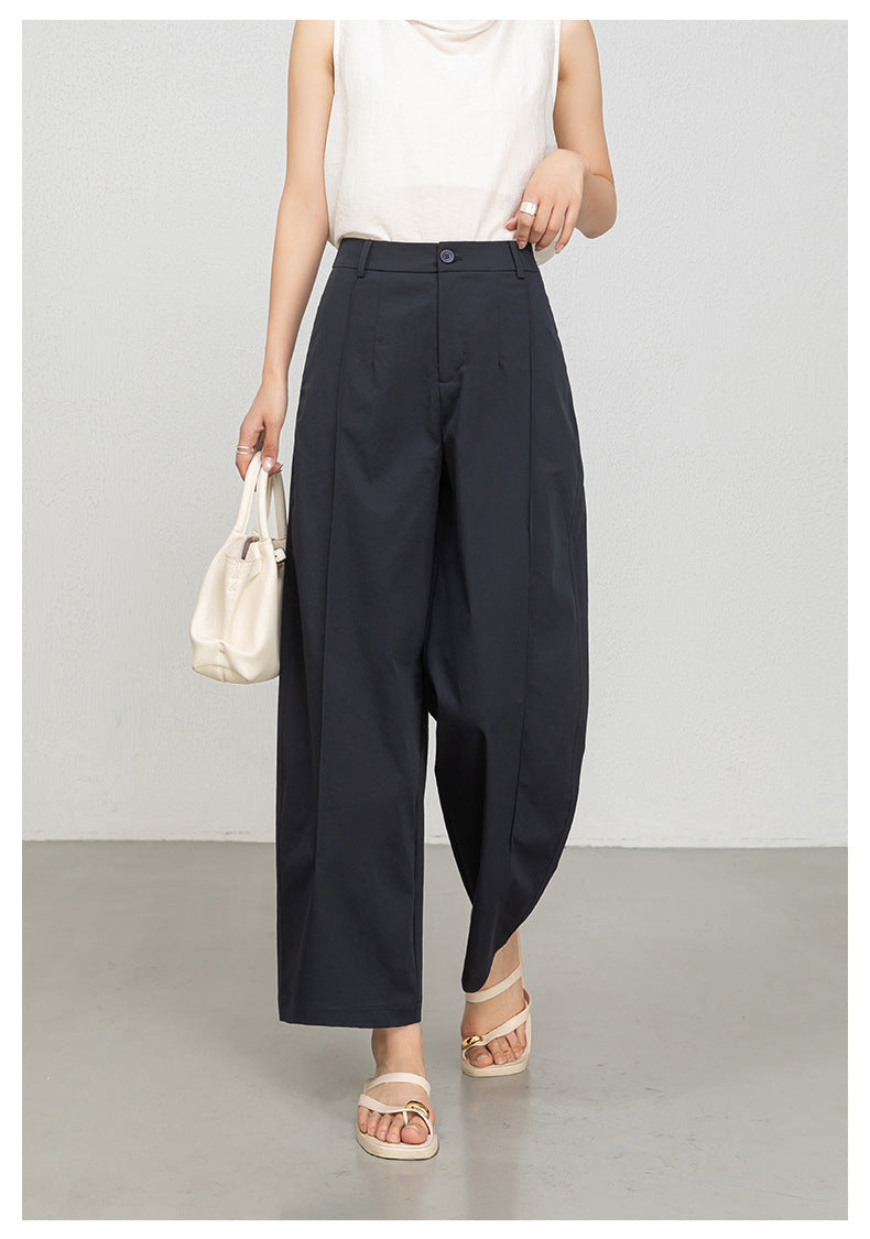 Women casual pants with cropped wide leg drape