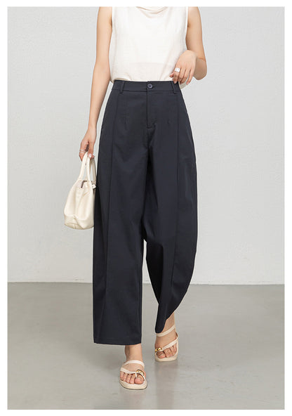 Women casual pants with cropped wide leg drape