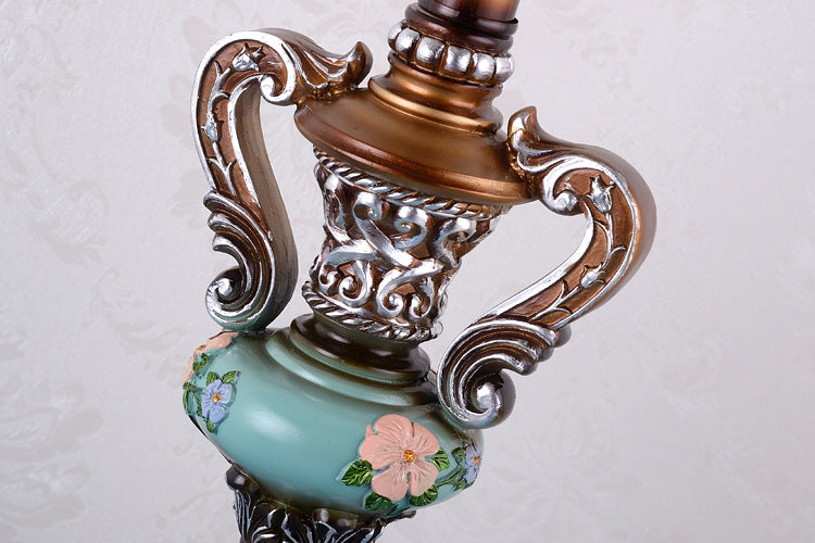 European retro bedside table lamp with fabric shade