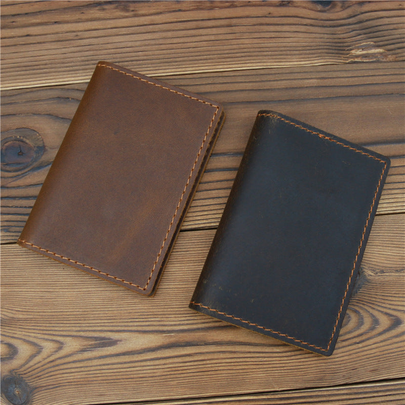 Men’s Crazy Horse Leather Card Holder Wallet in Cowhide