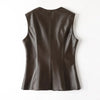 Women Leather Office Vest in Genuine Sheepskin