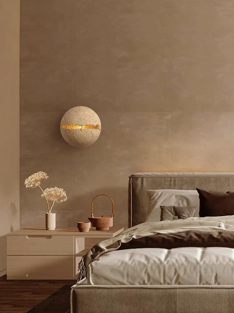 Wabi-Sabi Cave Stone Wall Lamp Nordic Yellow Light Fixture