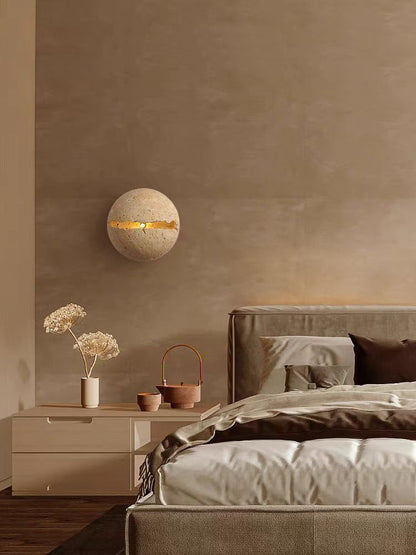 Wabi-Sabi Cave Stone Wall Lamp Nordic Yellow Light Fixture