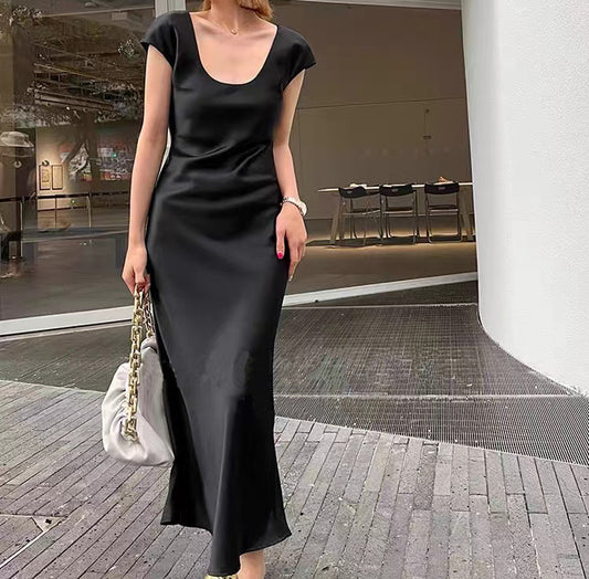 Bias Cut Satin Silk Long Dress Women Summer Maxi Triacetate