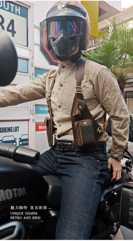 Men's Leather Shoulder Holster Bag Dual Chest Utility Design