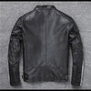 Men’s Genuine Leather Biker Jacket with Racing Stripes