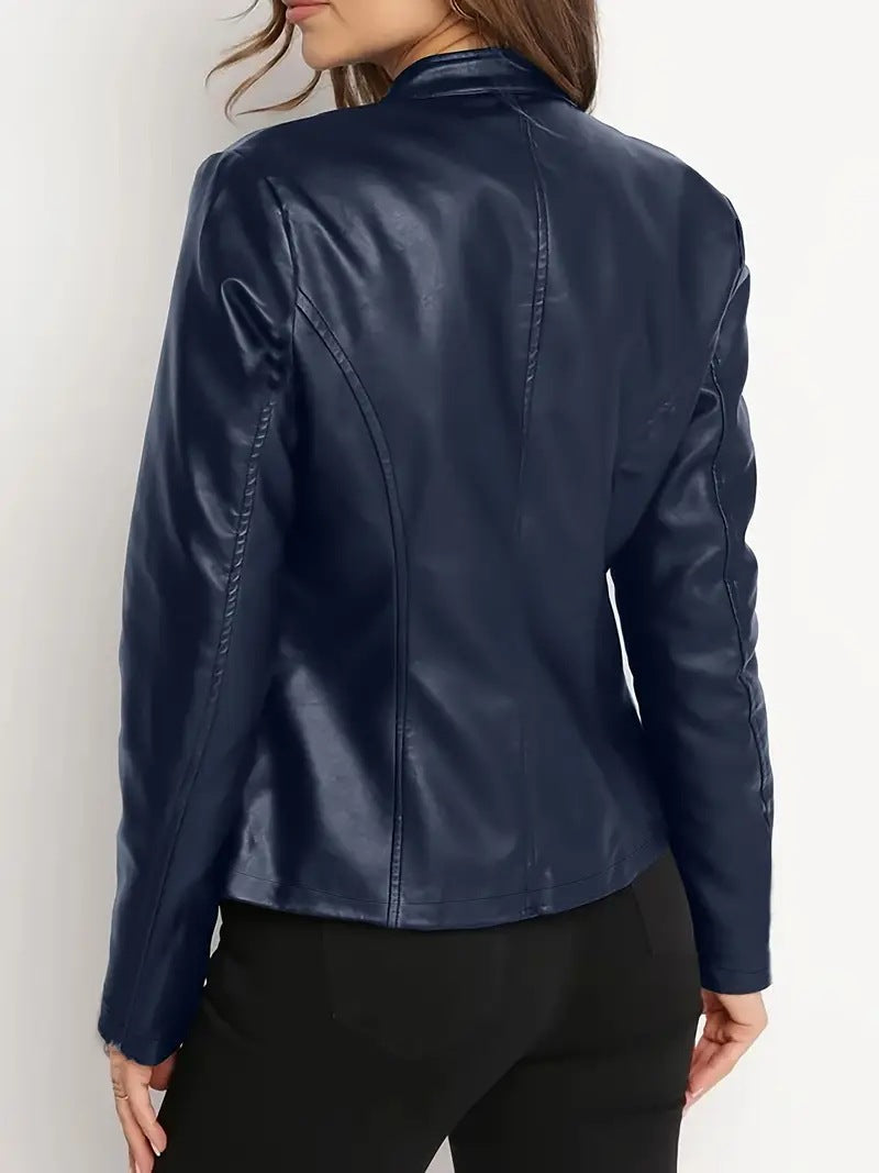 Plus Size Women’s PU Leather Biker Jacket