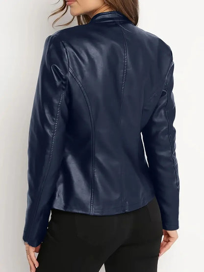 Plus Size Women’s PU Leather Biker Jacket