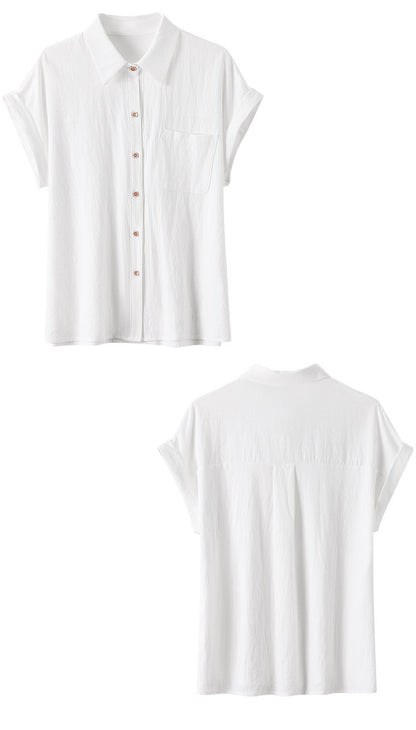 white button down shirt short sleeve women's
