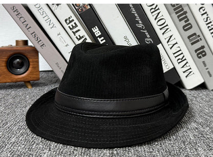 Leather jazz hat with hand-embossed design