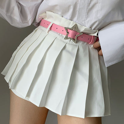 Women’s Rhinestone Star Buckle PU Leather Belt