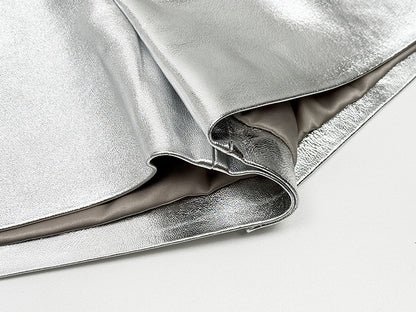 Women’s Silver Leather Mid-Rise  Shorts