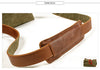 Canvas Shoulder Bag with Washed Finish and Cowhide Leather Strap