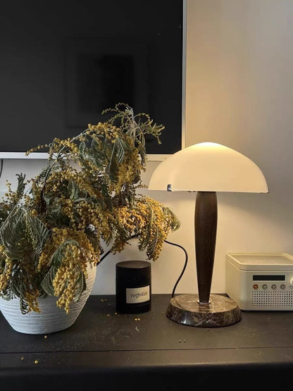 Danish Walnut Marble Glass Table Lamp Nordic Designer