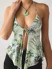 Women’s Printed Tie-Front Halter Camisole Top