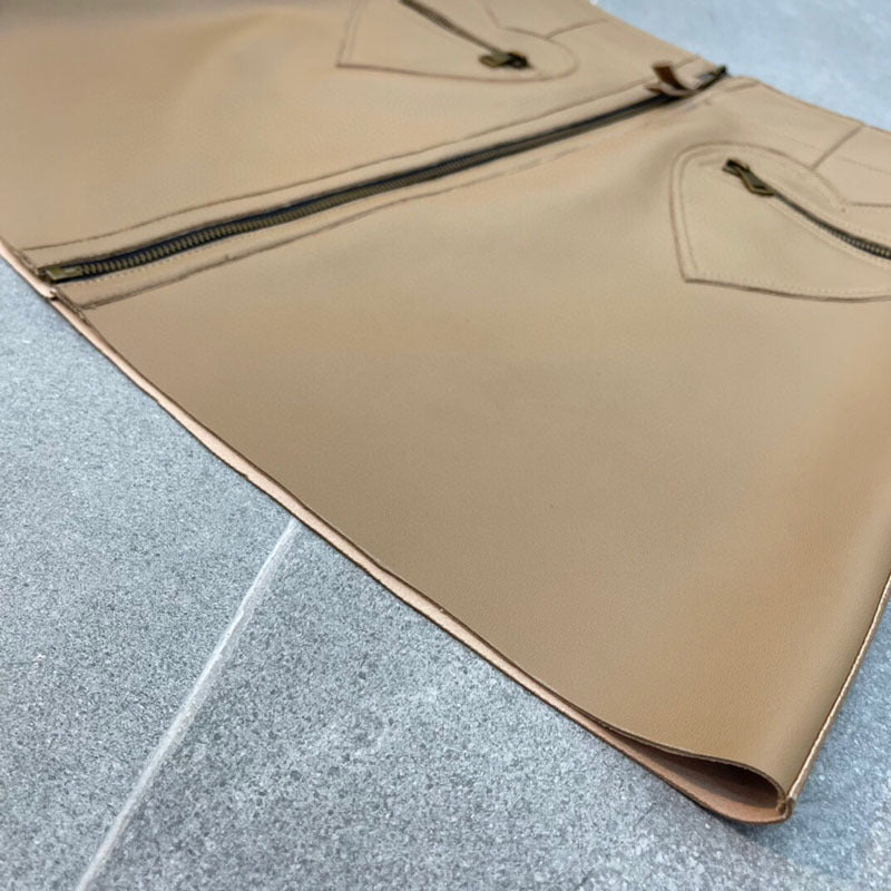 Korean Style Leather A-Line High Waisted With Heart Pockets