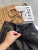 Genuine Leather Mini Skirt High Waist Slit