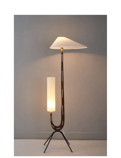 Vintage wabi sabi solid wood boho floor lamp