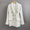 Women Cashmere Wool Double Breasted Knit Blazer