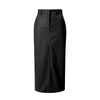 High Waist Leather Slit Straight Skirt