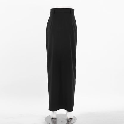 Fabric Midi Skirt with High Slit