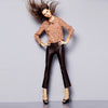 Women’s Flared Leather Pants High Waisted Cropped