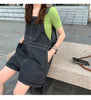 Denim Casual Distressed Overalls Bib Shorts