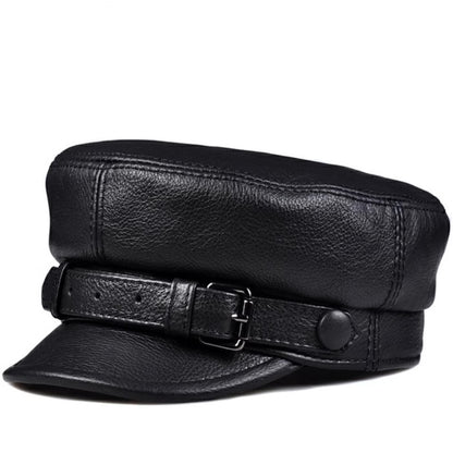 Genuine leather men cap with adjustable band
