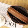 Women Leather Crossbody Bag With Double Zipper Compartments