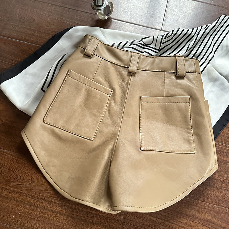 Women high waisted leather short shorts