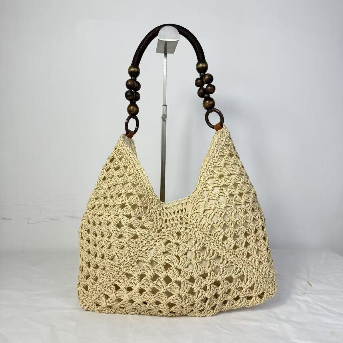 Woven straw tote bag for beach holidays