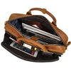 Real Leather Office Bag with Rear Trolley Strap