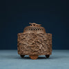 Copper Incense Burner with Crane Design and Decorative Pierced Lid