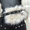 Faux fur diamond waist belt women y2k rhinestone punk style