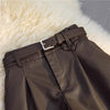 High waist faux leather a line shorts