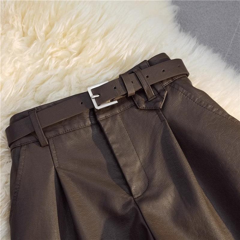 High waist faux leather a line shorts
