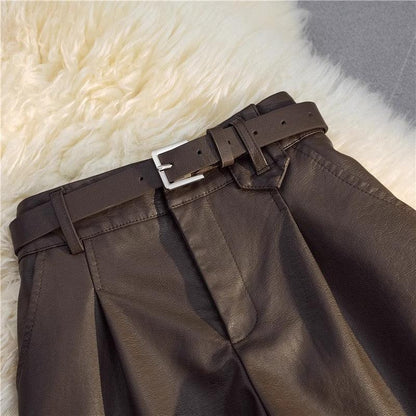 High waist faux leather a line shorts