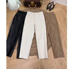 Women Leather Cropped Harem Straight Leg Pants