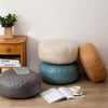 Faux Leather Pouf Ottoman Cover with Carry Handle