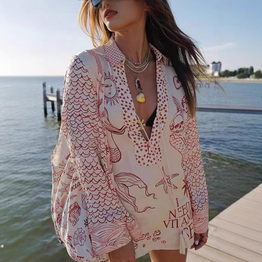 Women’s Printed Vacation Set with Shorts Beachwear Outfit