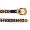 Black rhinestone studded punk leather belt for men streetwear