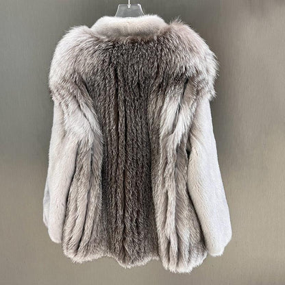 IN STOCK Women’s Mink and Real Fox Fur Coat Winter Jacket