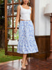 Drawstring waist skirt with blue floral print