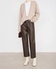 Women’s High Rise Genuine Straight Leather Pants Brown