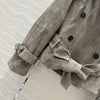 Women Cropped Suede Short Trench Jacket with Belt