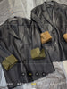Women Leather Jacket Mid-Length Blazer with Suede Cuffs