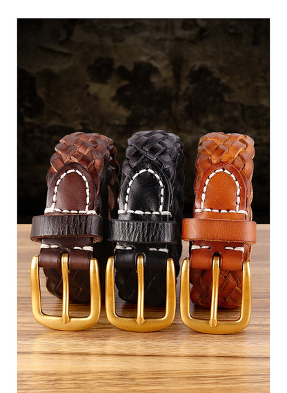 Braided Real Leather Belt For Women