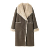 Women Reversible Faux Fur Long Coat Shearling Effect Winter Coat