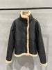 Women’s Short Shearling Two-Sided Leather Jacket Real Fur